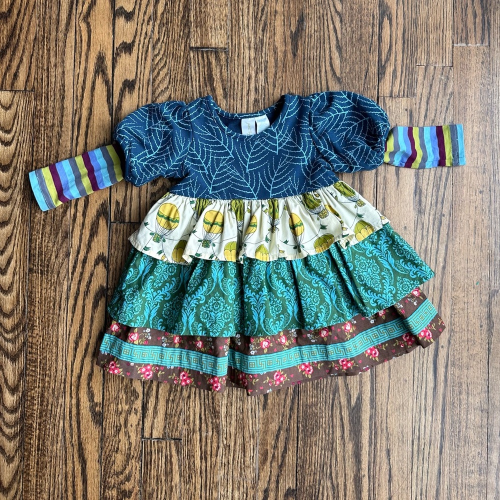 Matilda Jane Paint by Numbers long sleeve ruffle tier dress, 12 months